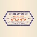 Atlanta visa or passport stamp. USA travel stamp design. Airport sign. Vector illustration. Royalty Free Stock Photo